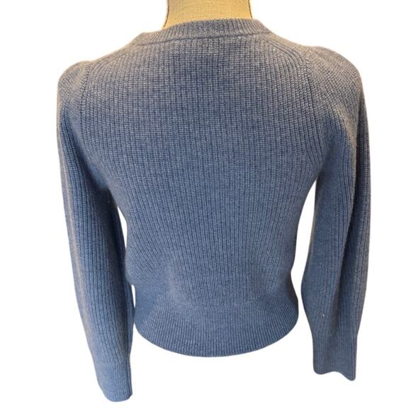 J.Crew 100% Cashmere Cardigan Size XS Slate Blue Ribbed Knit - Picture 2 of 4